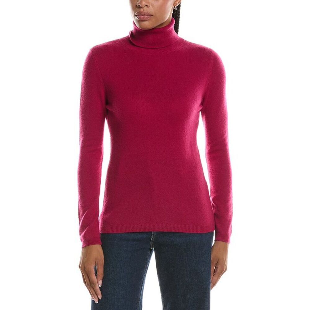 Forte Cashmere Womens Basic Turtleneck 100% Cashmere Pullover, Pink